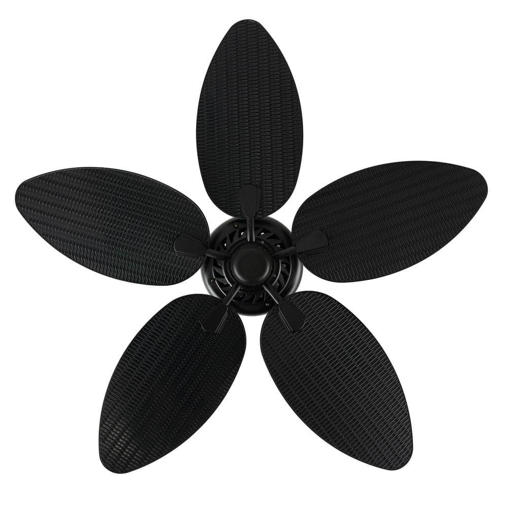 Raffles 52" Black Palm Blade Ceiling Fan with Remote Control