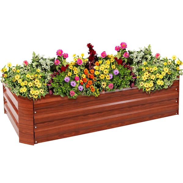 48 in. Rectangle Woodgrain Galvanized Steel Raised Bed