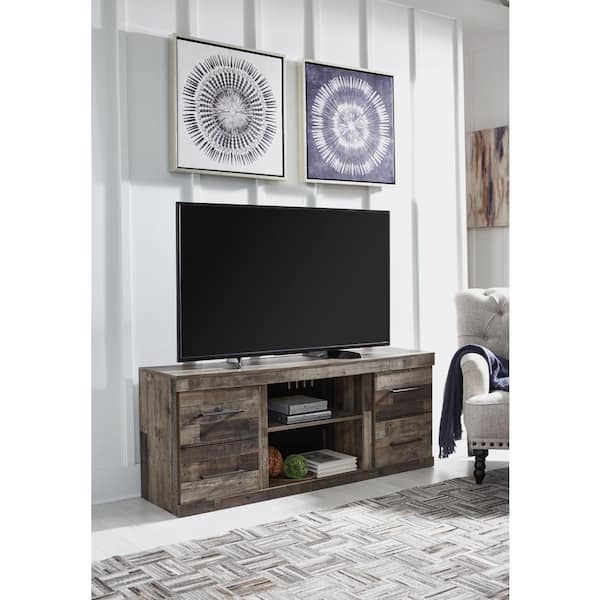 Signature DESIGN BY ASHLEY Derekson Gray TV Stand Fits TV's up to 69 in. with Shelf