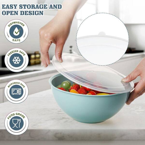 LAIFUCAM 4-Piece Plastic Mixing Bowl Set with Lids, Lightweight