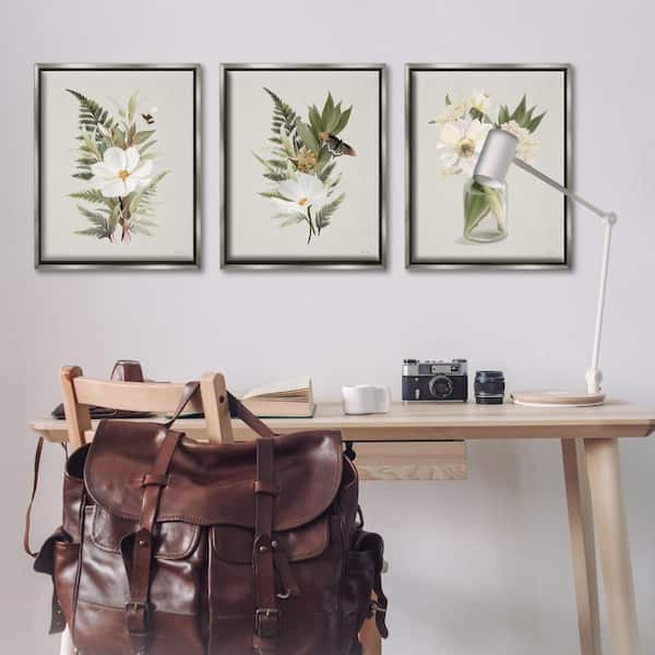 Country Magnolia Bundles by House Fenway 3 Piece Gray Floater Frame Nature Graphic Art Print 31 in. x 25 in.