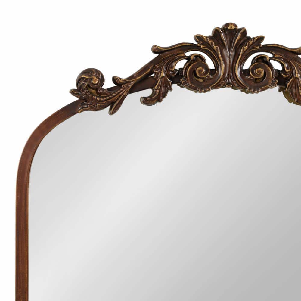 Arendahl Bronze Arch Mirror with Ornate Shelf, 21 x 32