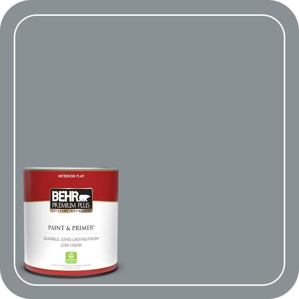 BEHR PREMIUM PLUS 1 qt. #MQ5-29 Gotham Gray Flat Low Odor Interior Paint & Primer