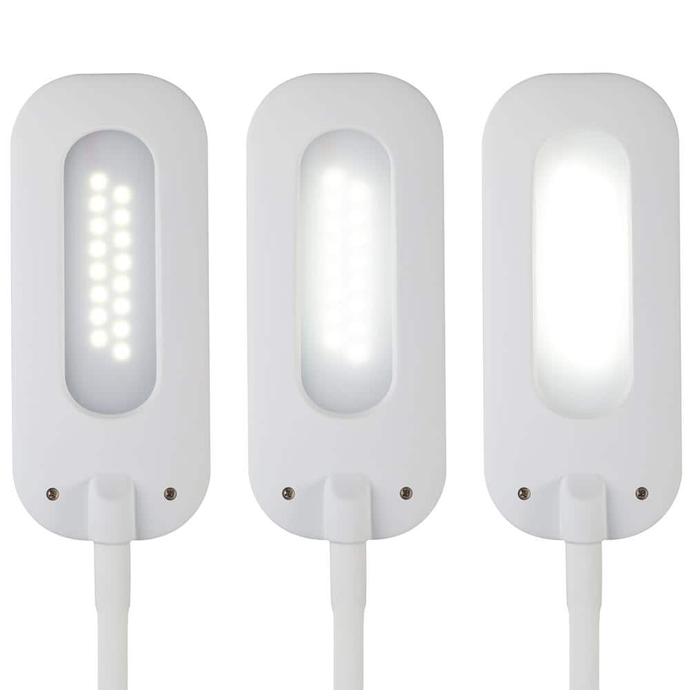 White Adjustable Touch Sensor LED Clip-On Lamp