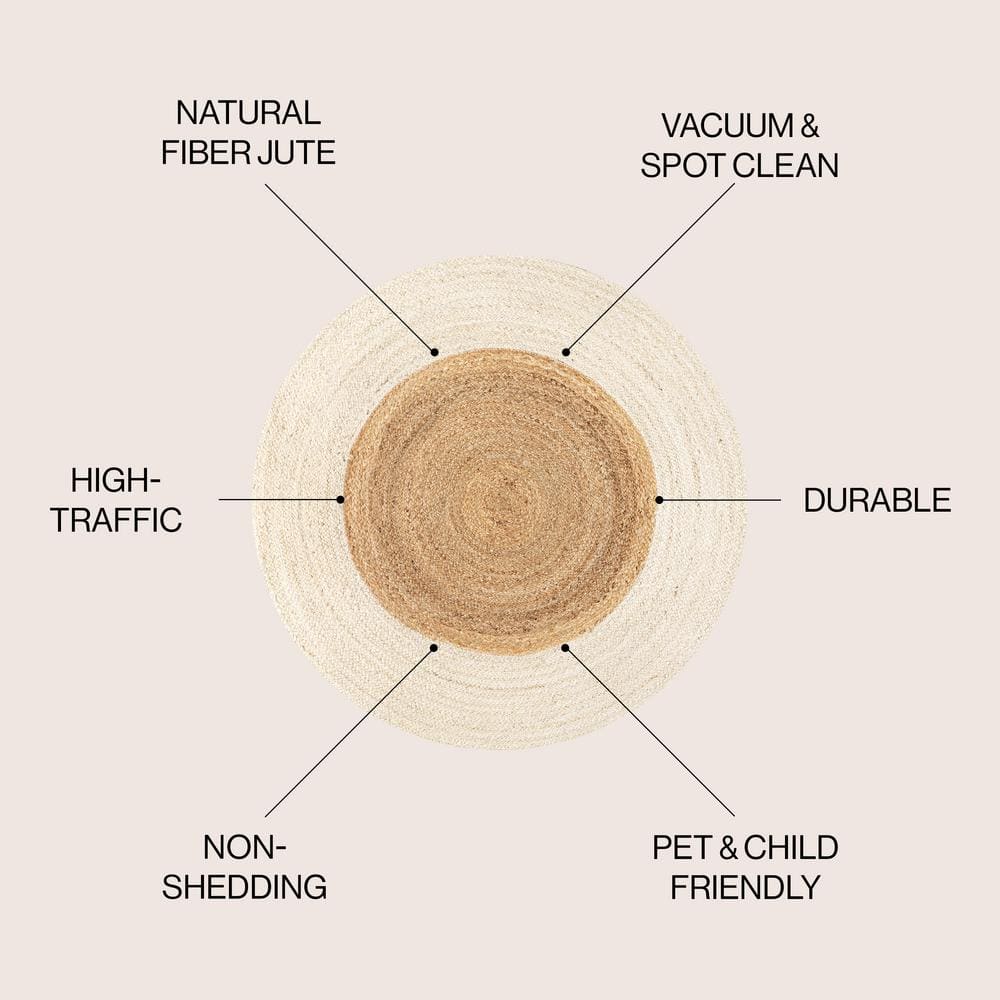 Oceana Cream/Natural Handcrafted Jute 6' Round Area Rug