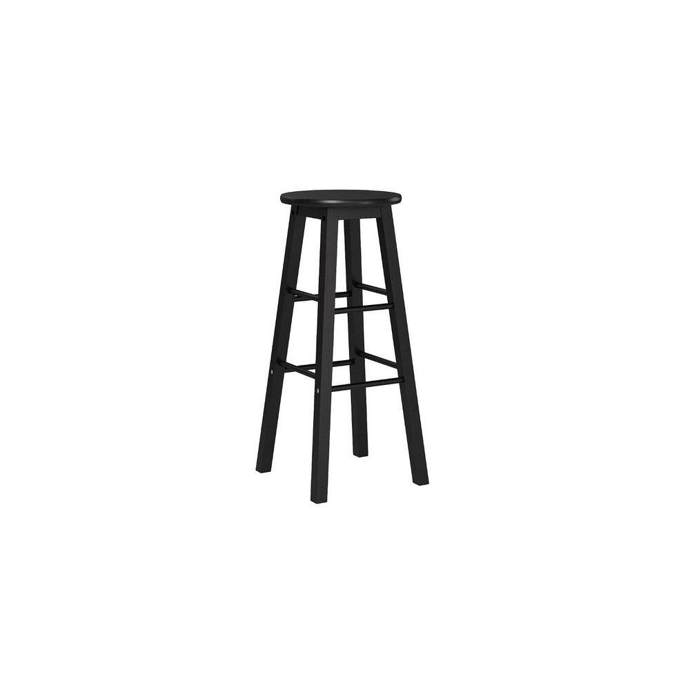 Black 29-Inch Adjustable Backless Wood Counter Stool
