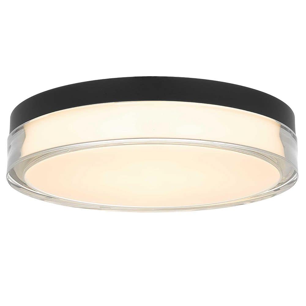 Home Lighting 12 in. Modern Round Matte Black Inegrated LED Flush Mount Dimmable for Kitchens, Bedroom, Hallway price history on PriceWatchPro