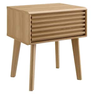 Render 19 in. Oak Short Rectangular Wood End Table with Tapered Wood Legs