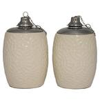 6 in. Ivory Rivage Ceramic Tabletop Torch (Set of 2)