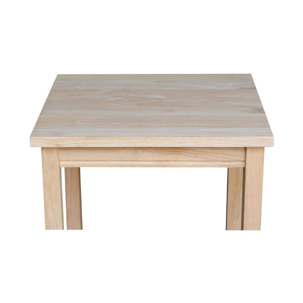 Elegant Unfinished Parawood Portman Accent Table with Shelf