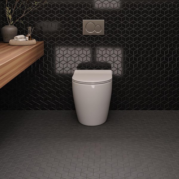 Le Cafe Black 2 in. x 3 in. Diamond Matte Porcelain Mosaic Tile (8.89 sq. ft./case)