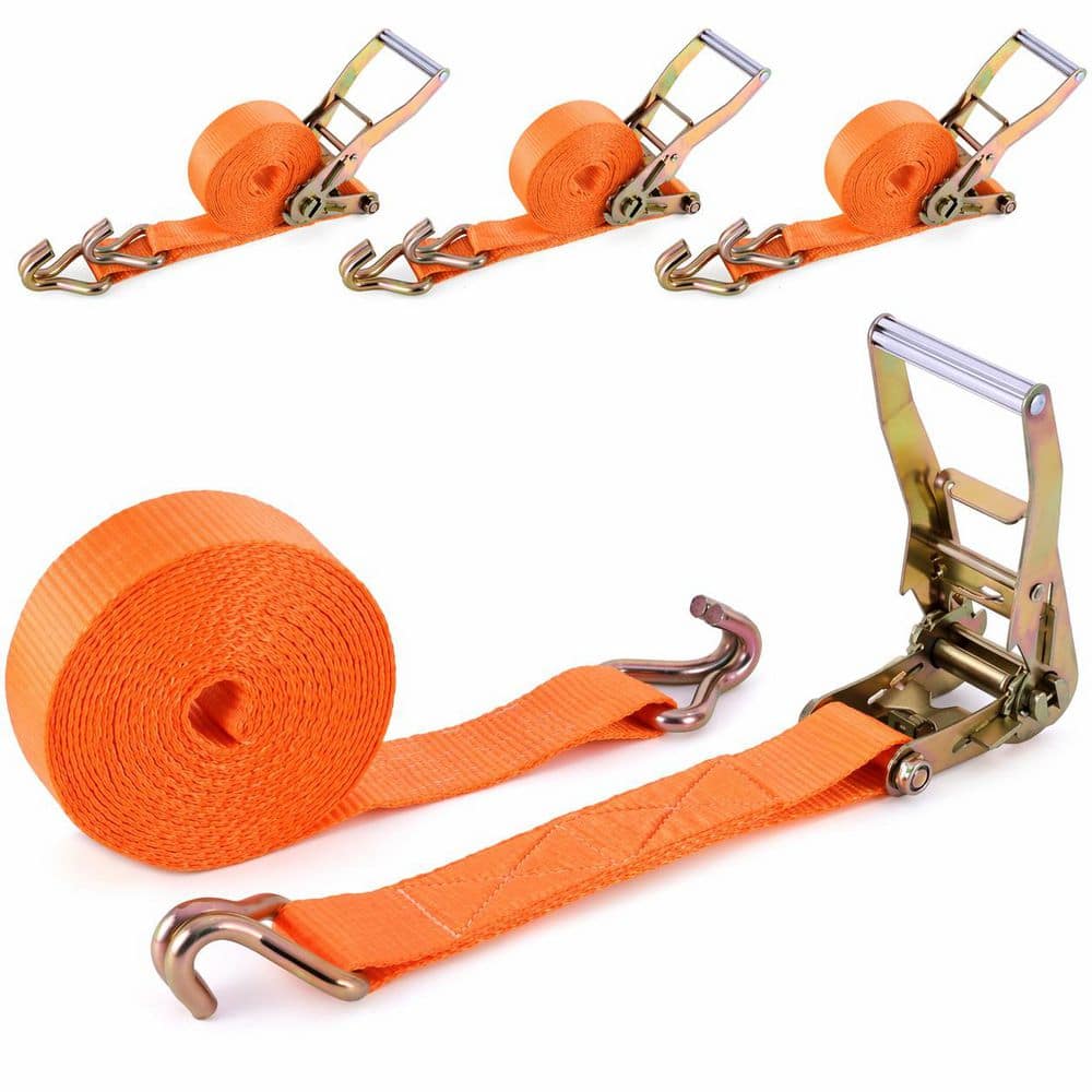 2 in. x 20 ft. Ratchet Straps with Double J-Hooks High-Visibility Orange 10000 lbs Break Strength 4-Pack price history on PriceWatchPro