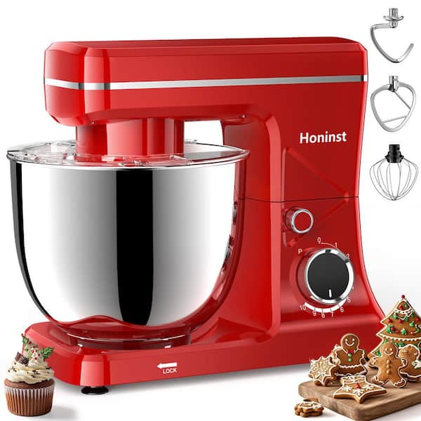 6 qt. 10-Speed in Red Stand Mixer with 8-in-1 Splash Cover and Tilt-Head Design