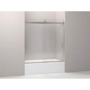 Levity 59.625 in. x 62 in. Frameless Sliding Tub Door in Anodized Brushed Bronze with Handle