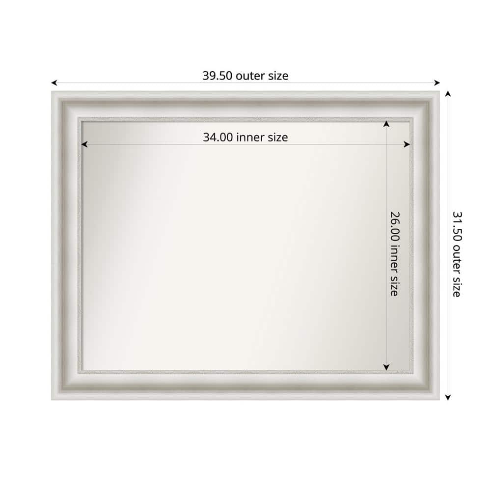 Parlor White 39.5 in. W x 31.5 in. H Custom Non-Beveled Recycled Polystyrene Framed Bathroom Vanity Wall Mirror price history on PriceWatchPro