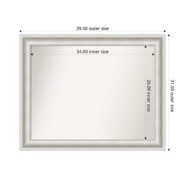 Amanti Art Parlor White 39.5 in. W x 31.5 in. H Custom Non-Beveled Recycled Polystyrene Framed Bathroom Vanity Wall Mirror