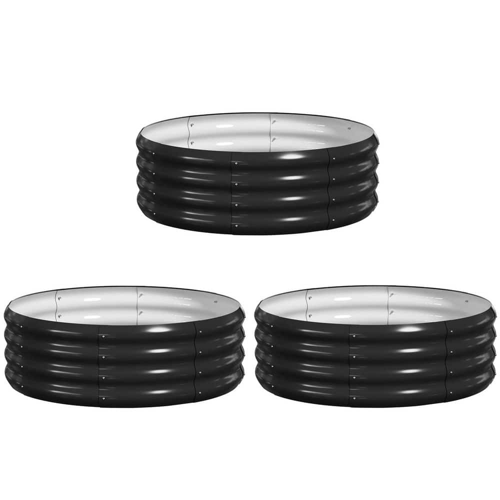 3-Pack Round Galvanized Raised Garden Bed, 3 ft. W x 1 ft. H Metal Garden Bed Outdoor, Above Ground Planter Box, Black price history on PriceWatchPro