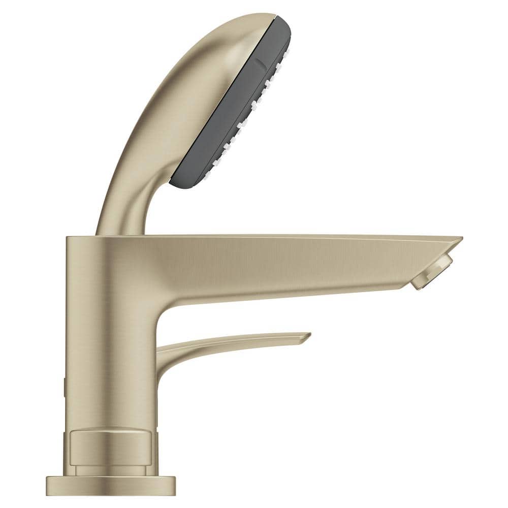 Brushed Nickel 4-Hole Single Handle Roman Tub Faucet with Hand Shower