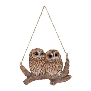 Hanging Baby Owls on Branch Garden Statue