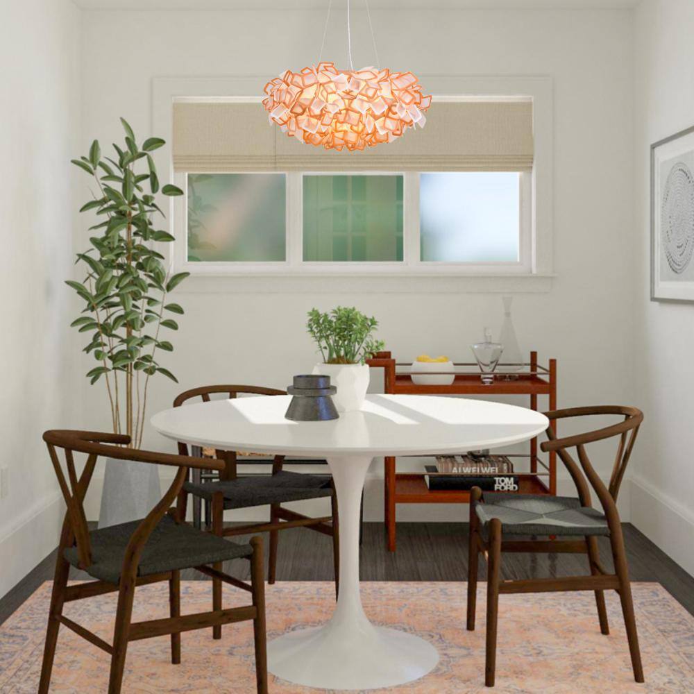 Cloudscape LED Chandelier in White and Orange Acrylic