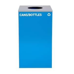 29 Gal. Blue Steel Commercial Cans and Bottles Recycling Bin Receptacle with Circler Slot Lid