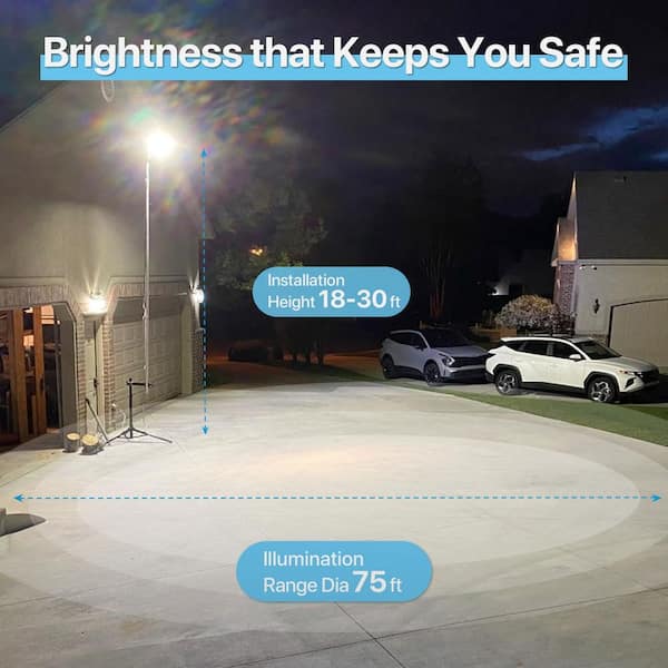 200W Black Integrated LED Floodlight 30000 Lumen Dusk to Dawn Dimmable Parking Lot Light for Yard Driveway
