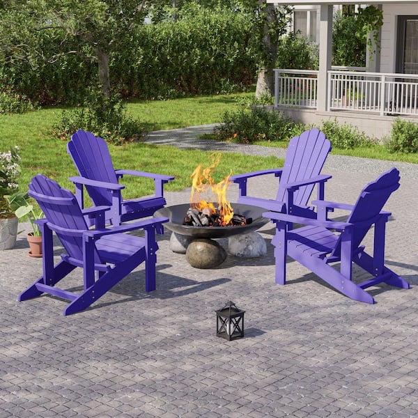 JOYESERY Purple HIPS Plastic Weather Resistant Adirondack Chair for Outdoors (4-Pack)