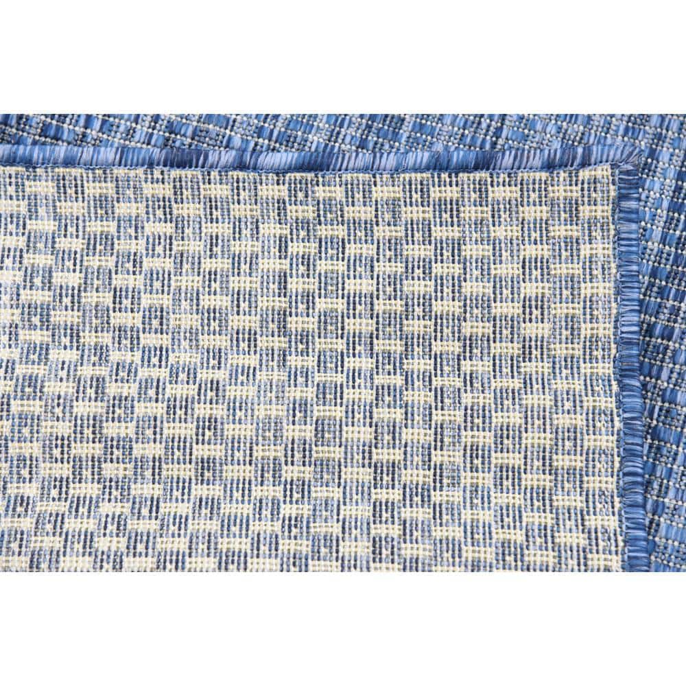 Navy Blue Synthetic 4' x 6' Outdoor Flat Woven Rug