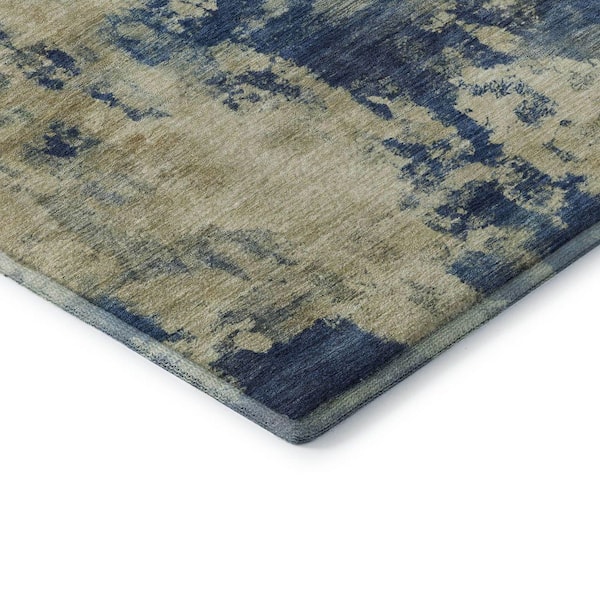 Mayfield Premium Machine Washable Abstract AMF2066 Navy 8 ft. x 10 ft. Area Rug