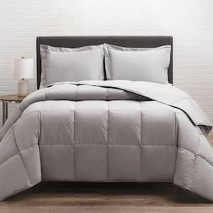 Down-filled Cotton Twill Gray Twin Comforter