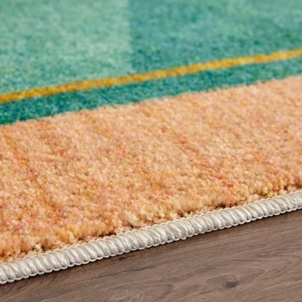 Tan Lines' Orange Southwestern Non-Slip Indoor/Outdoor Rug