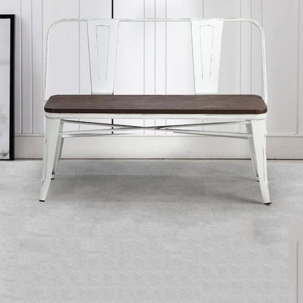 White Metal Garden Bench L0BWYKLNL1 - The Home Depot