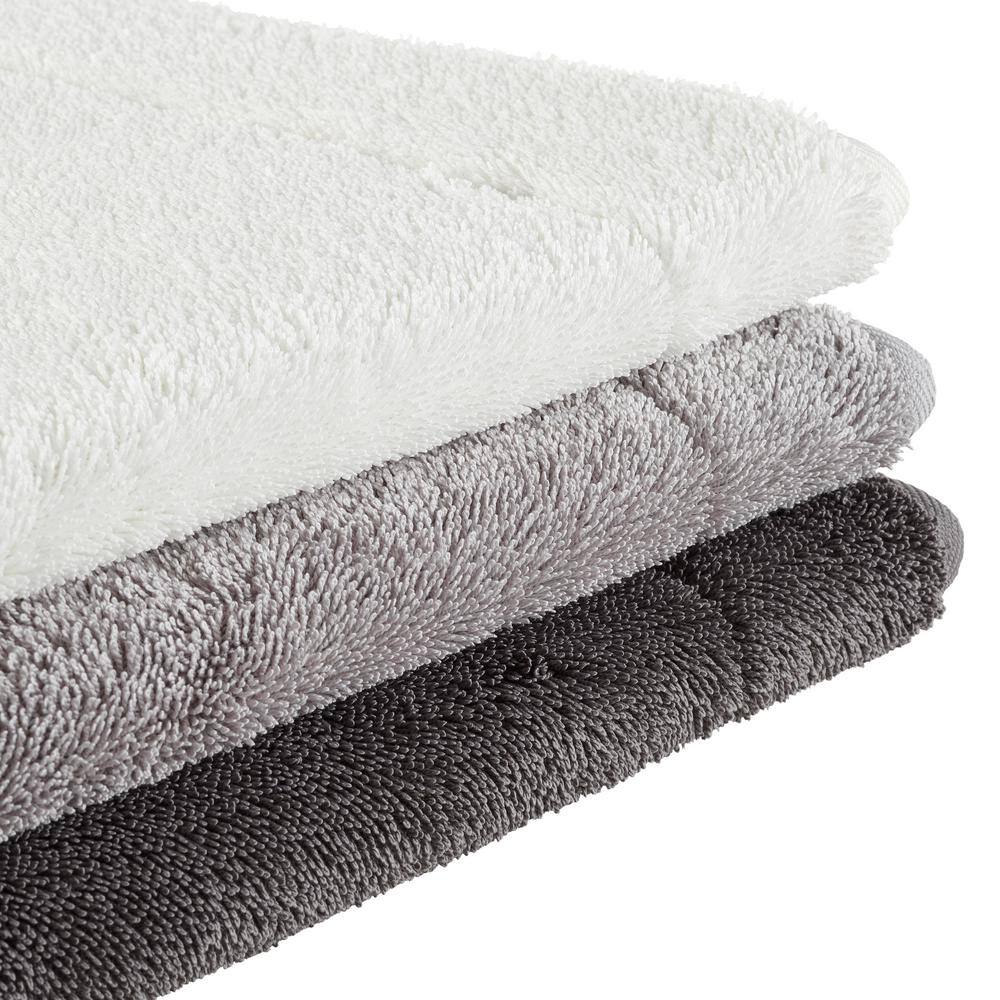 Terry Light Gray Microfiber Memory Foam Bath Mat Set