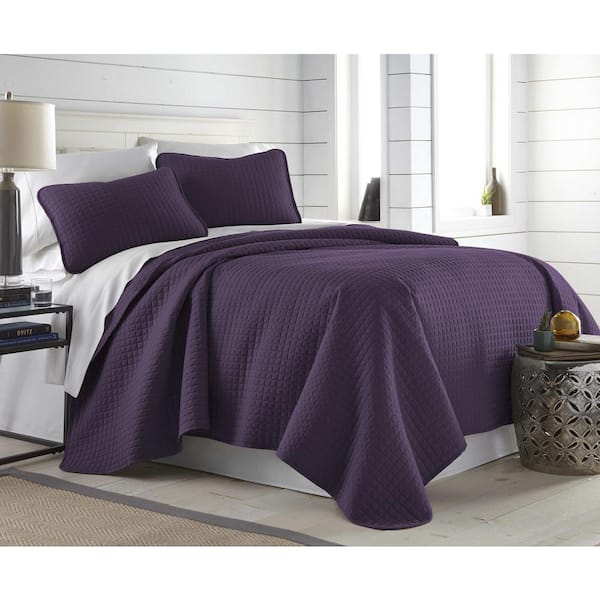 Southshore Fine Linens Vilano Oversized Purple Microfiber Full/Queen Quilt and Sham Set