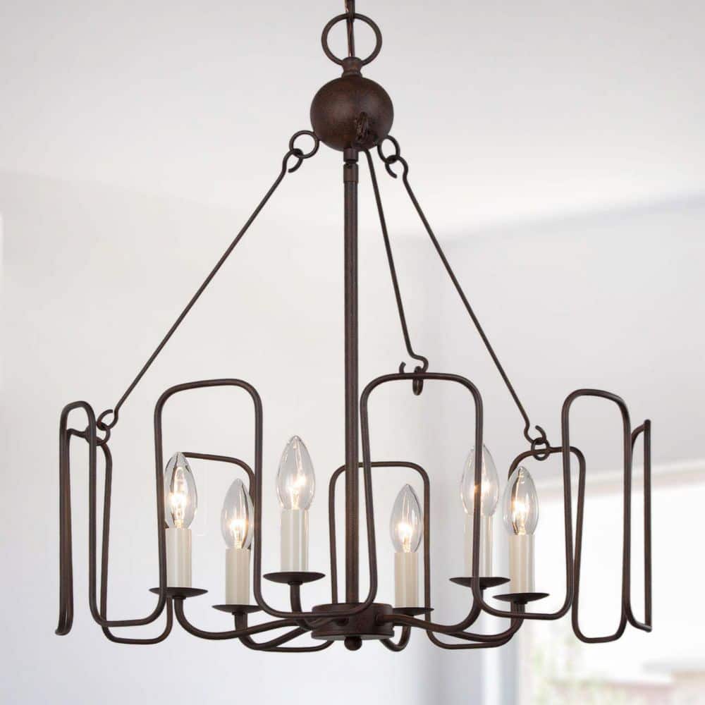 Rustic Farmhouse Brown Drum Dining Room Lighting, 6-Light Vintage Traditional Candlestick Kitchen Island Chandelier price history on PriceWatchPro
