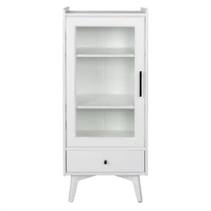 19.75 in. W x 13.75 in. D x 46 in. H White Linen Cabinet with Double Adjustable Shelves and 1-Drawer for Bathroom