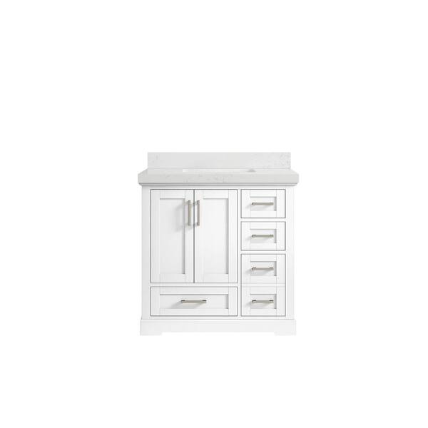 Willow Collections Boston 36 in. W x 22 in. D x 36 in. H Single Sink Bath Vanity Center in White with 2" Empira Quartz Top
