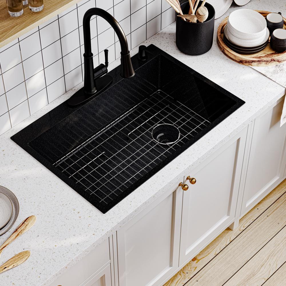 33" Gunmetal Black Stainless Steel Farmhouse Kitchen Sink