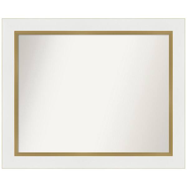 Amanti Art Eva White Gold 33.25 in. W x 27.25 in. H Non-Beveled Bathroom Wall Mirror in Gold, White