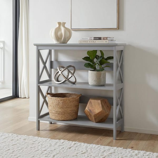 Convenience Concepts Oxford 32.25 in. H Gray MDF 3-Shelf Bookcase