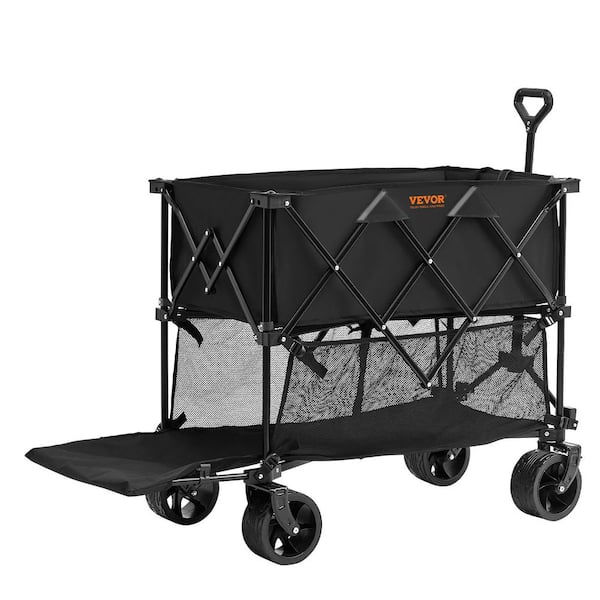 Collapsible Folding Wagon 14.12 cu.ft Steel Beach Wagon Cart with All-Terrain Wheels Heavy-Duty Folding Garden Cart