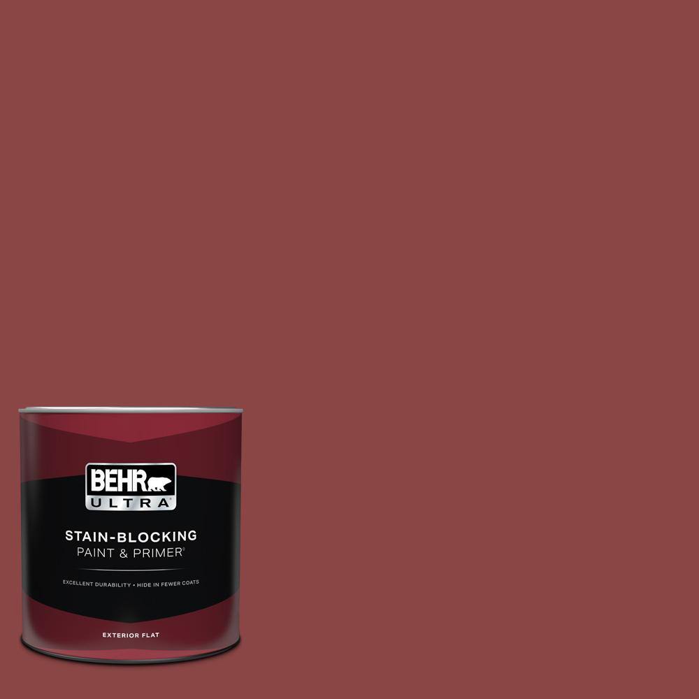 BEHR ULTRA 1 qt. PPU1-10 Forbidden Red Flat Exterior Paint & Primer 485304  - The Home Depot