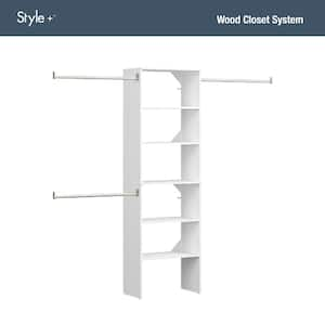 Style+ 84 in. W - 120 in. W White Tower Wall Mount 6-Shelf Wood Closet System