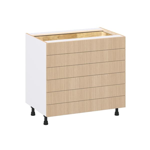 Timberline Mojavi Oak Slab Assembled Base Kitchen Cabinet with 6-Drawers (36 in. W x 34.5 in. H x 24 in. D)
