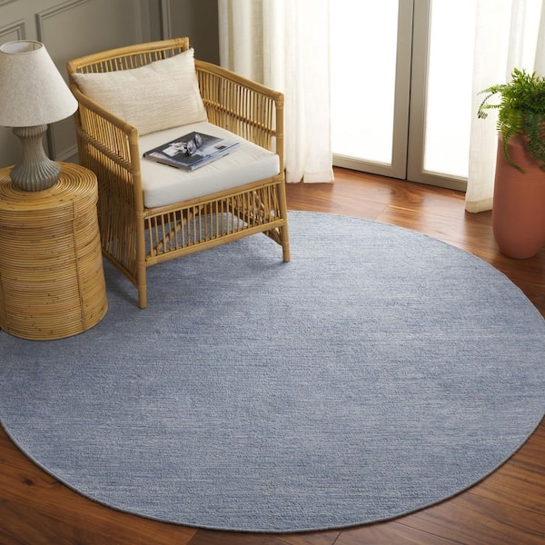 Montauk 6 ft. x 6 ft. Blue Modern Solid Round Area Rug
