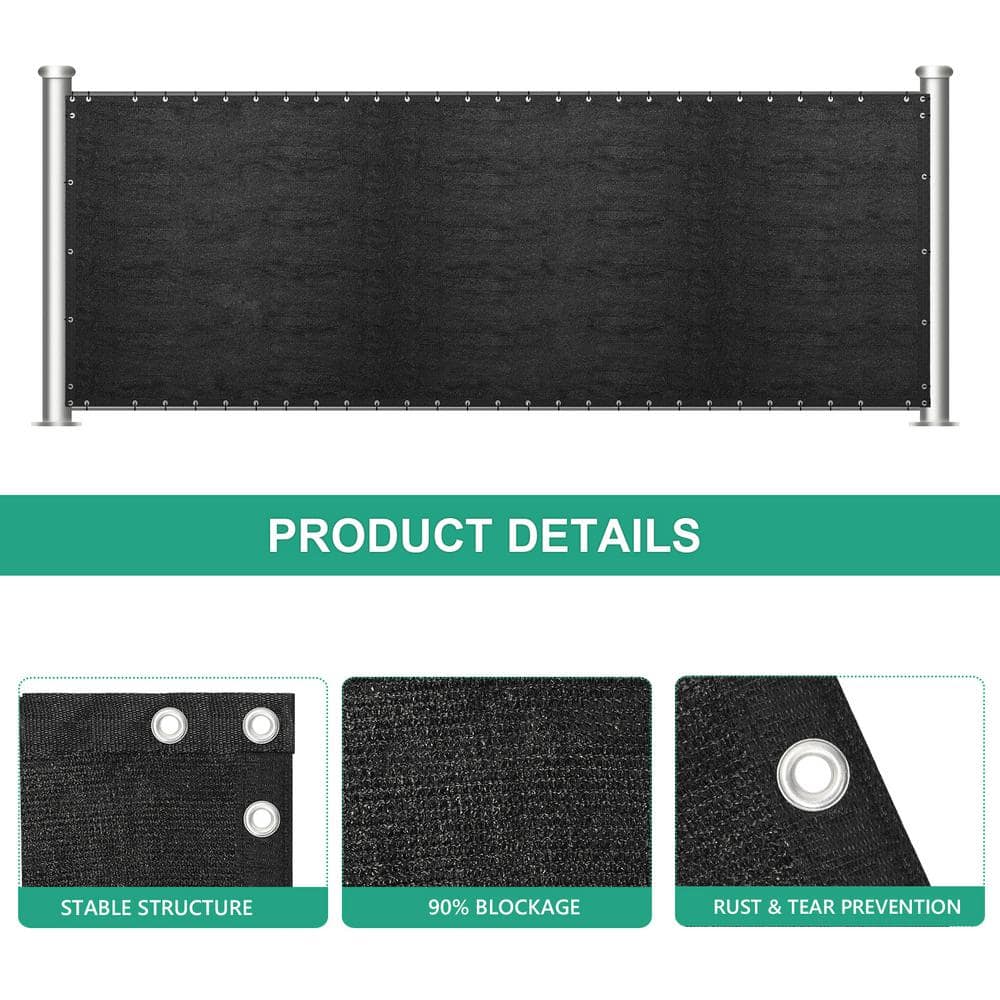 6 in. x 50 in. Black Privacy Fence Screen Shade Cover Fabric Tarp Mesh Garden (2-Piece) price history on PriceWatchPro