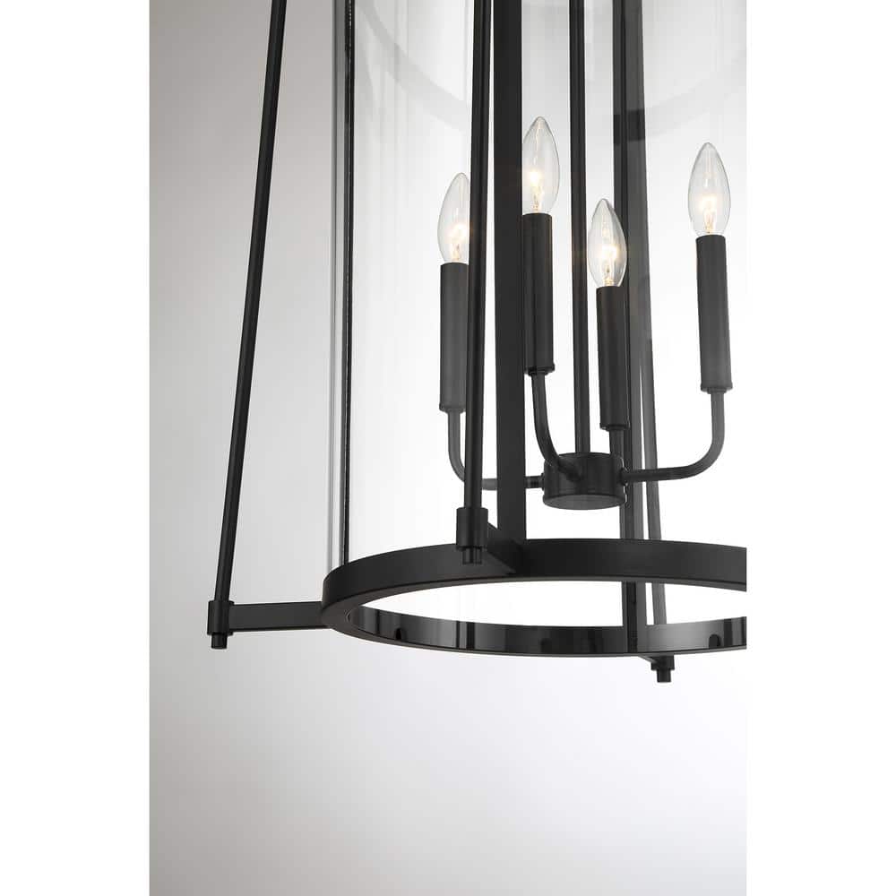 Rosedale Matte Black and Clear Glass 4-Light Pendant