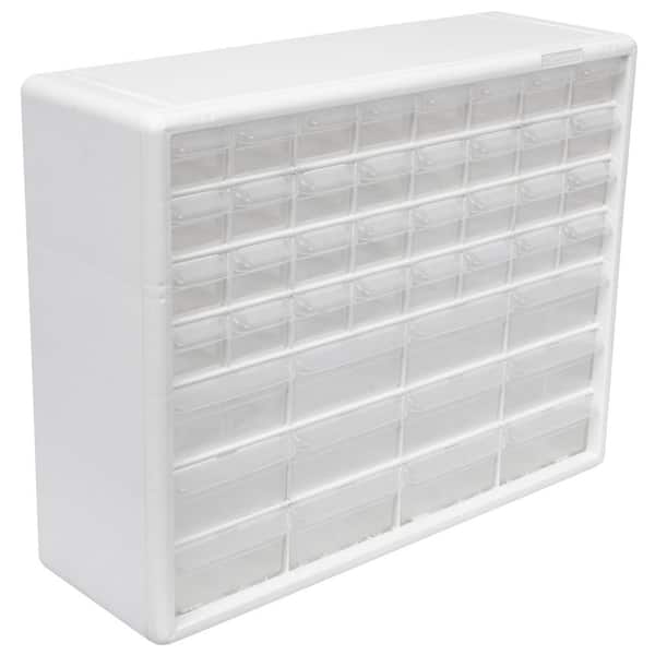44-Compartment Drawer Small Parts Organizer Hardware Storage, 20 in. W x 6 3/8 in. D x 16 in. H, White (1-Pack)