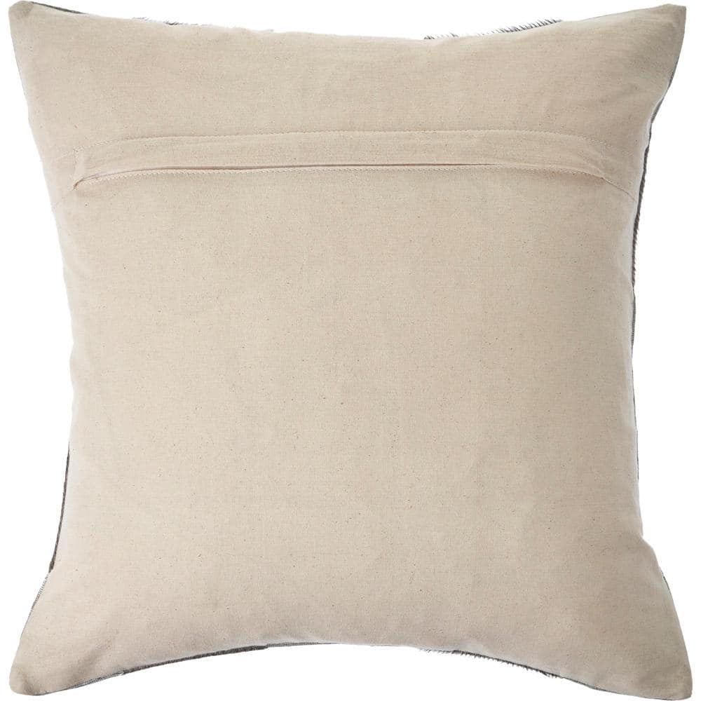Silver and Brown Faux Leather Checkered Throw Pillow, 20x20