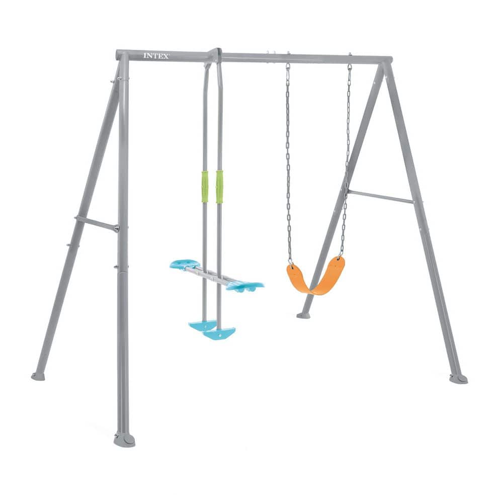 Two Feature Colored Playground Swing Set with Trapeze Bar for Kids, Gray price history on PriceWatchPro